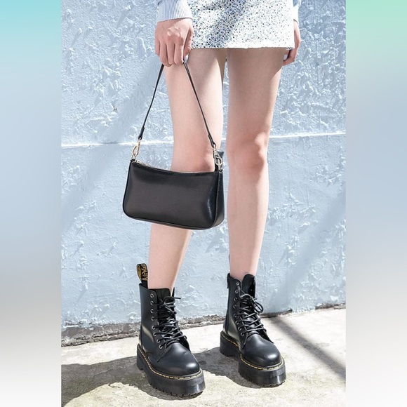 NWT Women Retro Vegan Leather Shoulder Bag with Zipper Closure - Picture 7 of 10